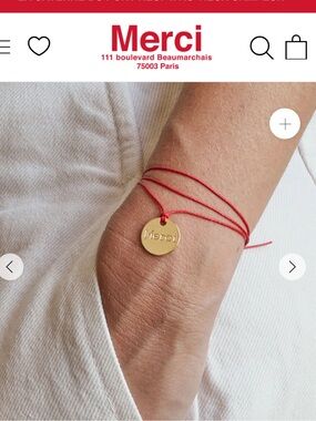 Merci Medal bracelet - Red Cord Medal Bracelet with Gold Disc NEW with tags!